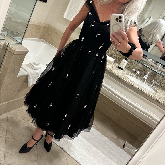 Mac Duggal Pearl Embellished Black Tulle Dress - Picture 1 of 3